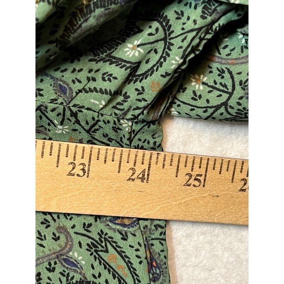 Lucky Brand 1X Paisley Print Blouse Ruffle Sleeve Top Boho Keyhole Green‎ - Picture 3 of 15